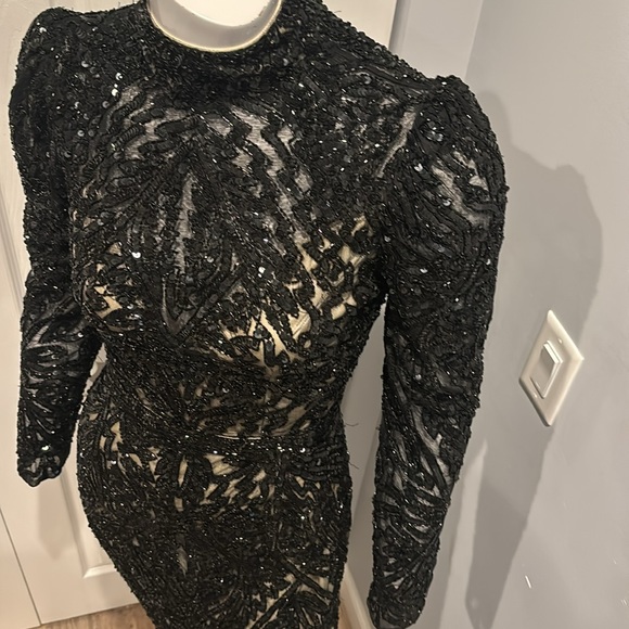 NWOT Mac Duggal mock neck cocktail midi dress - Picture 8 of 16